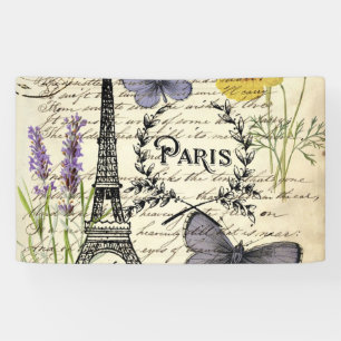 rustieke Franse landelijke scripts Parijs Eiffelto Spandoek