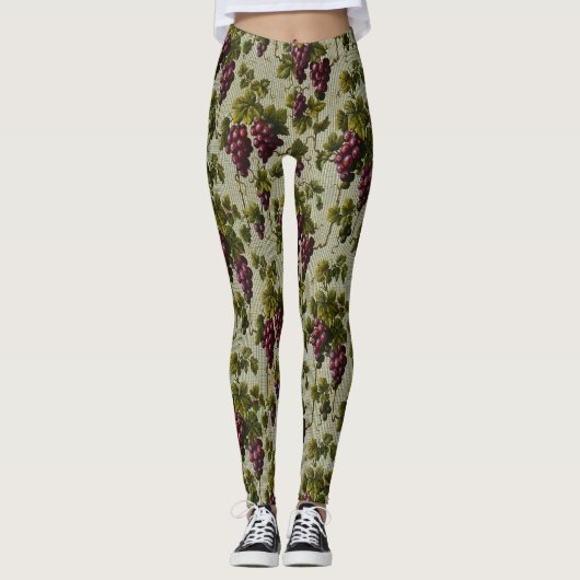 Rustieke Franse landelijke wijngaard wijnstok kuns Leggings (Voorkant)