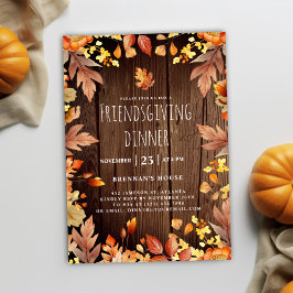 Rustieke Friendsgiving Diner Thanksgiving Party Kaart