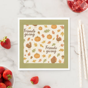 Rustieke Friendsgiving Herfst herfstpompoenen blad Servet