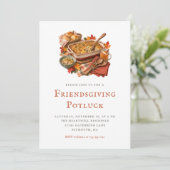 Rustieke Friendsgiving Potluck-diner Kaart (Staand voorkant)