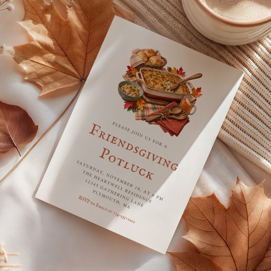 Rustieke Friendsgiving Potluck-diner Kaart