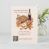 Rustieke Friendsgiving Potluck Feest Kaart (Staand voorkant)