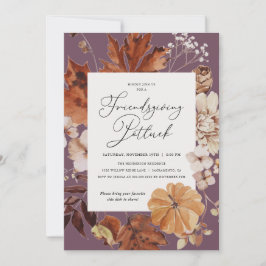 Rustieke Friendsgiving Potluck Thanksgiving Kaart