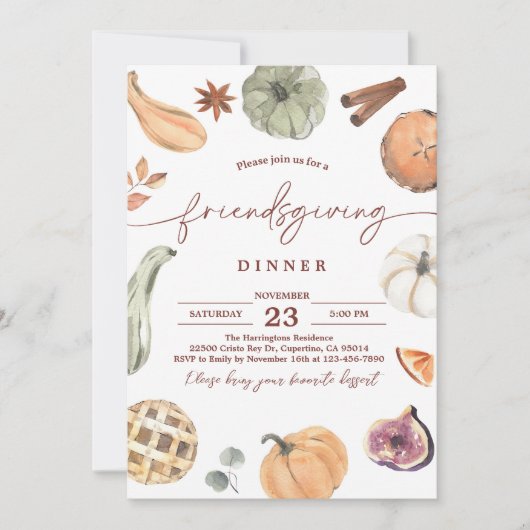 Rustieke Friendsgiving Thanksgiving Diner Uitnodig Kaart (Voorkant)