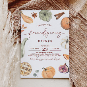 Rustieke Friendsgiving Thanksgiving Diner Uitnodig Kaart
