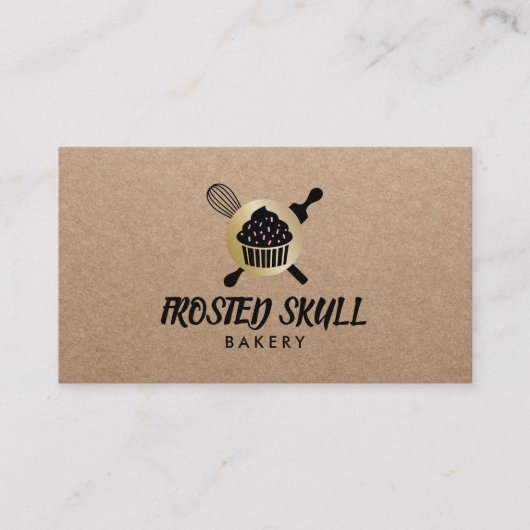 Rustieke Frosted Skull Bakkerij Custom Crossbones  Visitekaartje (Voorkant)