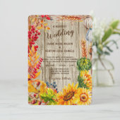 Rustieke Fruit en Bloem Oogst Bruiloft uitnodiging (Staand voorkant)