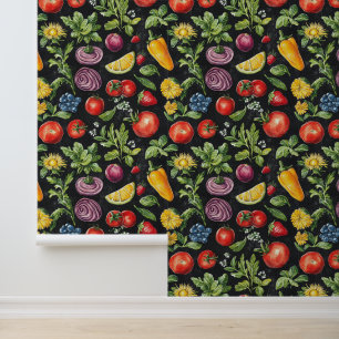 Rustieke fruit patroon behang voor keuken decor