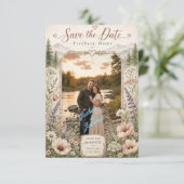 Rustieke Fryeburg Maine Bergfoto Save The Date (Staand voorkant)