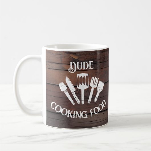 Rustieke Funny Cooking Gift Mannen-'Dude Cooking F Koffiemok (Links)