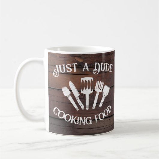 Rustieke Funny Cooking Gift Mannen-'Dude Cooking F Koffiemok (Links)