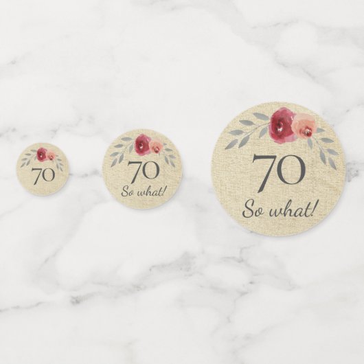 Rustieke Funny Waterverf Bloemen 70e Verjaardag Confetti (Voorkanten)