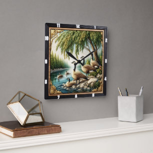 rustieke ganzenwildernis vierkante klok