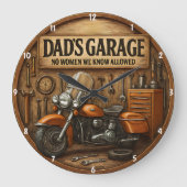 Rustieke Garage Thema Motorfiets Gereedschap voor Grote Klok (Voorkant)