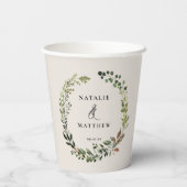 rustieke gebladerte krans boerderij bruiloft papieren bekers (Achterkant)