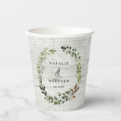 rustieke gebladerte krans boerderij bruiloft parti papieren bekers (Voorkant)