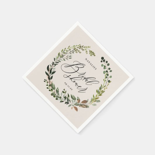 Rustieke gebladerte krans vrijgezellenfeest partij servet (Hoek)