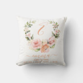 Rustieke Geboortestatistieken Perzikkoraal Roos Bl Kussen (Voorkant)
