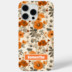 rustieke gebrande Oranje Herfst bloemenpatroon iPhone 15 Pro Max Hoesje