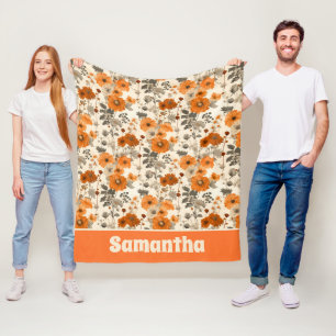 rustieke gebrande Oranje Herfst bloemenpatroon Fleece Deken