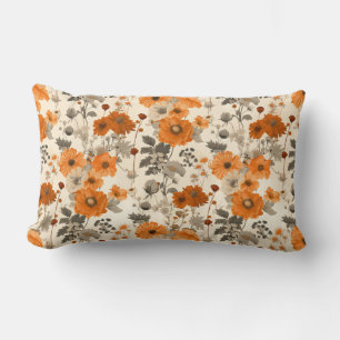 rustieke gebrande Oranje Herfst bloemenpatroon Kussen