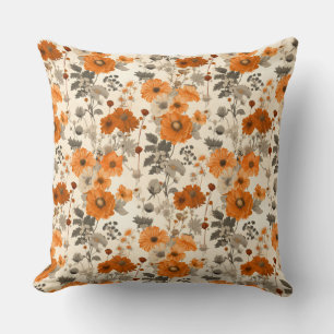 rustieke gebrande Oranje Herfst bloemenpatroon Kussen
