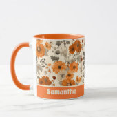 rustieke gebrande Oranje Herfst bloemenpatroon Mok (Links)