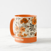 rustieke gebrande Oranje Herfst bloemenpatroon Mok (Voorkant links)