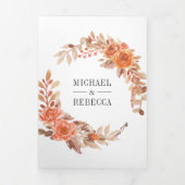 Rustieke gebrande Sinaasappel Bloemen Foto Collage Drieluik Uitnodiging (Cover)