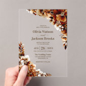 Rustieke gebrande Sinaasappel bloemenbruiloft Acryl Uitnodigingen (Insitu (Draagbaar))