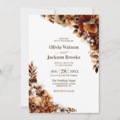 Rustieke gebrande Sinaasappel bloemenbruiloft Kaart (Voorkant)