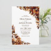 Rustieke gebrande Sinaasappel bloemenbruiloft Kaart (Staand voorkant)