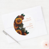 Rustieke gebrande Sinaasappel  bloemenbruiloft Ronde Sticker (Envelop)