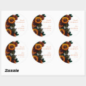 Rustieke gebrande Sinaasappel  bloemenbruiloft Ronde Sticker (Vel)