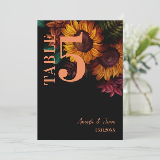 Rustieke gebrande Sinaasappel bloemenbruiloft tafe Bedankkaart (Staand voorkant)