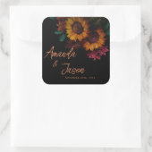 Rustieke gebrande Sinaasappel bloemenbruiloft Vierkante Sticker (Tas)