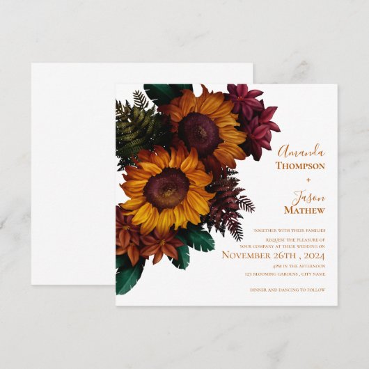 Rustieke gebrande Sinaasappels bloemenbruiloft uit (Voorkant / Achterkant)