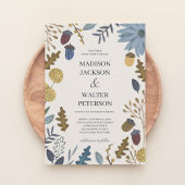 Rustieke gebroken witte herfst bladeren bruiloft kaart