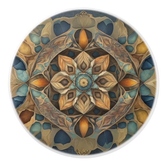 Rustieke gedempte kleuren patroon keramische knop (Voorkant)