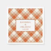 Rustieke Gedempte Oranje Plaid Gingham Bruiloft Servet (Voorkant)