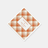 Rustieke Gedempte Oranje Plaid Gingham Bruiloft Servet (Hoek)