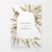 Rustieke gedroogde Boho Pampas Grass Arch Foto Bru Drieluik Uitnodiging (Cover)