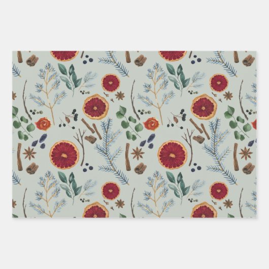 Rustieke gedroogde Botanicals Woody Winter Holiday Inpakpapier Vel (Voorkant 3)