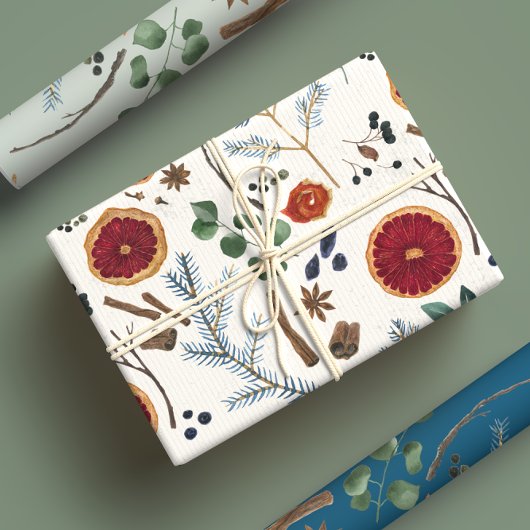 Rustieke gedroogde Botanicals Woody Winter Holiday Inpakpapier Vel