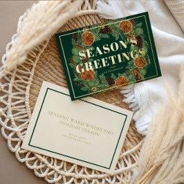 Rustieke Gedroogde Sinaasappel Dennen Kerstgroeten Folie Feestdagenkaart
