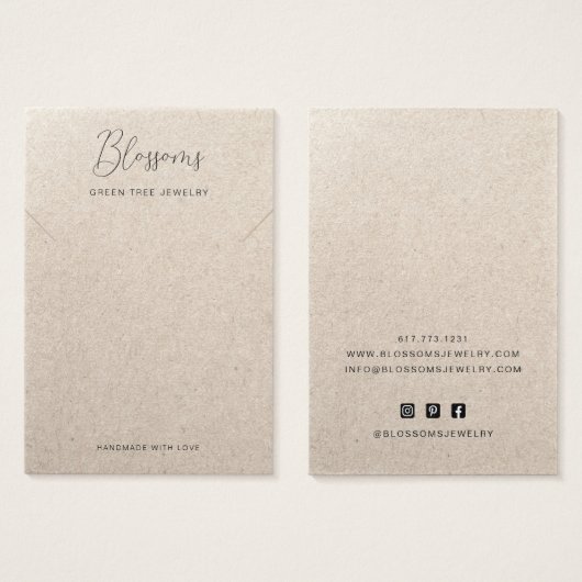 Rustieke Gedrukte Kraftpapier Ketting Display Kaar Visitekaartje (Voorkant /achterkant)
