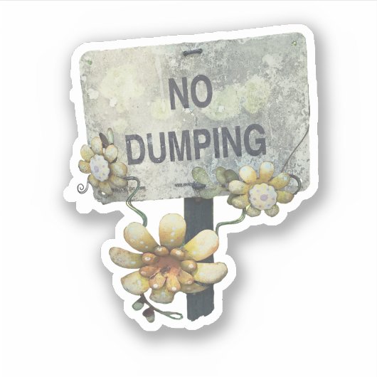 Rustieke  Geen Dumping Bloem Teken Sticker (Voorkant)