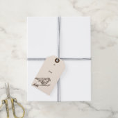 Rustieke  geëtste bloemenvogelvakantie cadeaulabel (Met Touw)