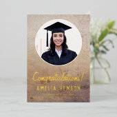 Rustieke Gefeliciteerd Afstuderen 2 Foto Afstudere Folie Feestdagenkaart (Staand Voorkant)